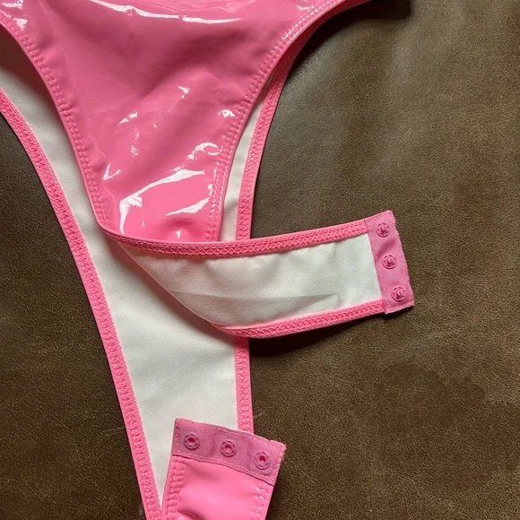 Pink Vinyl Barbie esq Bodysuit - Picture 3 of 3